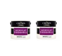 Crown Trade Acrylic Quick Dry Eggshell Paint White 2.5L Pack Of 2