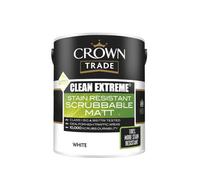 Crown Trade Clean Extreme White Stain Resistant Scrubbable Matt Paint 2.5L