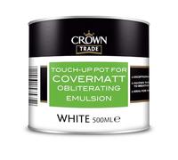 Crown Trade Covermatt Matt Emulsion Paint, High Opacity Interior Paint for New Plaster, Quick Drying Water-Based Wall & Ceiling Paint, Low Splatter, Professional Finish, White, 500ml
