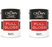 Crown Trade Full Gloss Paint Brilliant White 5L Pack Of 2