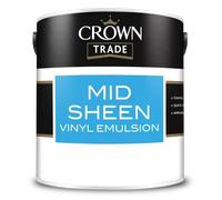 Crown Trade Mid Sheen Vinyl Emulsion, Brilliant White 5L