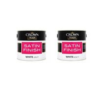 Crown Trade Satin Finish Paint White 2.5L Pack Of 2