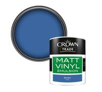 Crown Trade Vinyl Matt Walls & Ceilings Emulsion Paint Blue Fjord (Q1135C) 1L