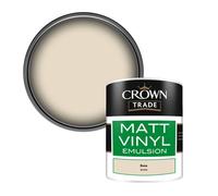 Crown Trade Vinyl Matt Walls & Ceilings Emulsion Paint Bone (B5720Q) 1L