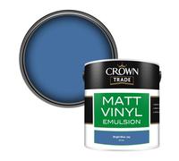 Crown Trade Vinyl Matt Walls & Ceilings Emulsion Paint Bright Blue Jay (P8144L) 2.5L