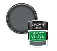 Crown Trade Vinyl Matt Walls & Ceilings Emulsion Paint Charcoal Grey (Du820) 1L