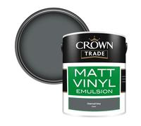 Crown Trade Vinyl Matt Walls & Ceilings Emulsion Paint Charcoal Grey (Du820) 5L