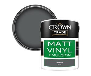 Crown Trade Vinyl Matt Walls & Ceilings Emulsion Paint Cinder Grey (M9110G) 5L
