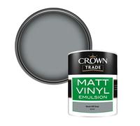 Crown Trade Vinyl Matt Walls & Ceilings Emulsion Paint Drum Hill Grey (M3290H) 1L