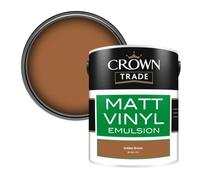 Crown Trade Vinyl Matt Walls & Ceilings Emulsion Paint Golden Brown Bs 381C 414 (414) 5L