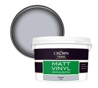 Crown Trade Vinyl Matt Walls & Ceilings Emulsion Paint Grey Daze (Q7520N) 10L