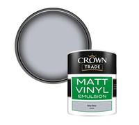 Crown Trade Vinyl Matt Walls & Ceilings Emulsion Paint Grey Daze (Q7520N) 1L
