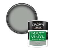 Crown Trade Vinyl Matt Walls & Ceilings Emulsion Paint Gun Powder (4110) 1L