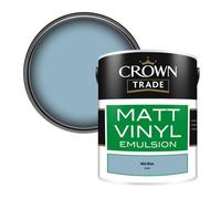 Crown Trade Vinyl Matt Walls & Ceilings Emulsion Paint Mid Blue (Du38) 5L