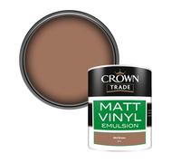 Crown Trade Vinyl Matt Walls & Ceilings Emulsion Paint Mid Brown (Du11) 1L