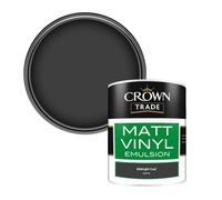 Crown Trade Vinyl Matt Walls & Ceilings Emulsion Paint Midnight Coal (U2070A) 1L