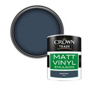 Crown Trade Vinyl Matt Walls & Ceilings Emulsion Paint Midnight Navy (P5062M) 1L