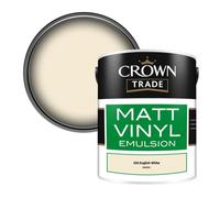 Crown Trade Vinyl Matt Walls & Ceilings Emulsion Paint Old English White (B6850U) 5L