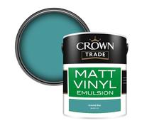 Crown Trade Vinyl Matt Walls & Ceilings Emulsion Paint Oriental Blue Bs 381C 174 (174) 5L
