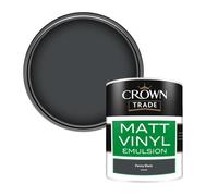 Crown Trade Vinyl Matt Walls & Ceilings Emulsion Paint Penny Black (P3050K) 1L