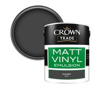 Crown Trade Vinyl Matt Walls & Ceilings Emulsion Paint Penny Black (W0050C) 5L