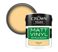 Crown Trade Vinyl Matt Walls & Ceilings Emulsion Paint Summer Yellow (B3702A) 5L