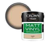 Crown Trade Vinyl Matt Walls & Ceilings Emulsion Paint Taupe Mid (A5531A) 5L