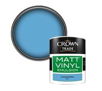 Crown Trade Vinyl Matt Walls & Ceilings Emulsion Paint Travelodge Mid Blue (N5343J) 1L