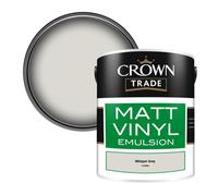 Crown Trade Vinyl Matt Walls & Ceilings Emulsion Paint Whisper Grey (C1690E) 5L