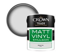 Crown Trade Vinyl Matt Walls & Ceilings Emulsion Paint Whisper Grey (S3720D) 5L