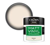 Crown Trade Vinyl Matt Walls & Ceilings Emulsion Paint White Brown (B1800L) 250Ml Tester