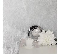 Crown Wallcoverings Alexis Texture Silver Wallpaper M1386 - Vinyl Metallic Glitter Plain