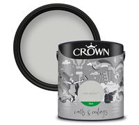 Crown WALLS & CEILINGS Cool Grey Silk Emulsion Paint 2.5L | Washable Salt Spray light reflecting sheen. Wipeable on walls & ceilings. Ideal for halls, kitchens & bathrooms. Low VOC