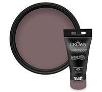 Crown WALLS & CEILINGS Mauve Brown Matt Paint Tester - Sample 40ml | Try Grape Escape before you buy. See the true colour on your wall, in your own light. Low VOC, low odour, breatheasy