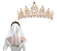 Crown Wedding Veils,Women Crystal Wedding Crown,Women's White Ivory Tulle Short Veils,Rhinestone Tiara,Headpiece Tiara Pageant Prom Headwear for Girls,Headband Wedding Tiara Headband Birthday Party