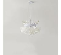 Crown White Rose Acrylic Pendant Light Diameter 20.87in Modern Iron Hanging Lamp Dimmable Cafe Bedroom Living Room Chaner Dining Room Study Bar Lighting Fixture