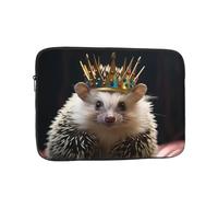 Crown with Hedgehog Laptop Sleeve for Women Men, 10 Inch Waterproof Laptop Bag Lightweight Notebook Computer Cover Bag