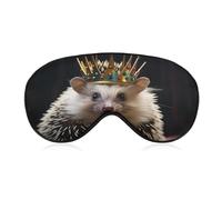Crown with Hedgehog Travel Eye Mask Blackout Eye Mask for Sleeping Airplane Eyemask with Adjustable Strap Sleep Masks for Women Men Soft Night Blindfold Eyemask
