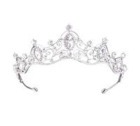 Crown Women's Fancy Dress, Wedding Tiara, Crystals Princess Crown, Crown Princesses, Adult Tiara for Carnival, Birthday, Party, Prom, for Women and Girls, Silver, M, Alloys, No Gemstone
