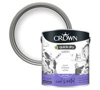 Crown Quick Dry Wood & Metal Pure Brilliant White Satin Paint 2.5L