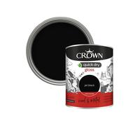 Crown Quick Dry Gloss Paint Jet Black 750ml, Wood, Metal Int/Ext