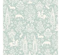 Crown Wallcoverings Woodland Wallpaper Duck Egg M1166 Full Roll