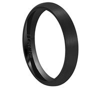 CROWNAL 4mm 6mm 8mm Black Ceramic Wedding Band Ring Men Women Couple Dome Brushed Finish Engraved I Love You Comfort Fit Size 4 to 16