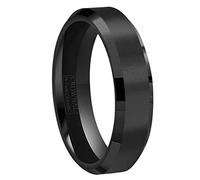 CROWNAL 4mm 6mm 8mm Black Ceramic Wedding Band Ring Men Women Couple Matte Finish Beveled Edges Comfort Fit Size 4 to 16