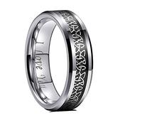 CROWNAL Black Dragon Men Black Tungsten Carbide Ring Wedding Band 6mm 8mm 10mm Red Carbon Fiber Black Celtic Dragon Inlay Engraved I Love You Size 7 to 17, Carbon Fiber,Tungsten Carbide