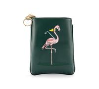 CROWNBLANKS PINKTEE Golf Valuables Pouch Funny Golf Accessories Bag with Zipper Master Green Premiun Leather Golf Tee/Ball Pouch for Women Men (Pink Stripe, FLAMINGO)