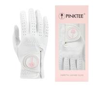 CROWNBLANKS PINKTEE Ladies Cabretta Leather Golf Glove Right Hand with Improved Grip Soft Pink Small Medium Large XL