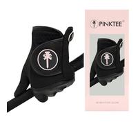 CROWNBLANKS PINKTEE Women's Golf Glove Ladies All Weather Soft RainGrip Gloves with Marker (Left Hand), Non-Slip & Durable (blackpink, S)