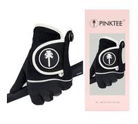 CROWNBLANKS PINKTEE Women's Golf Glove Ladies All Weather Soft RainGrip Gloves with Marker (Left Hand), Non-Slip & Durable (blackwhite, M)