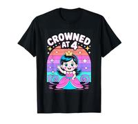 Crowned At 4 Cute Princess Fourth Birthday Girl T-Shirt